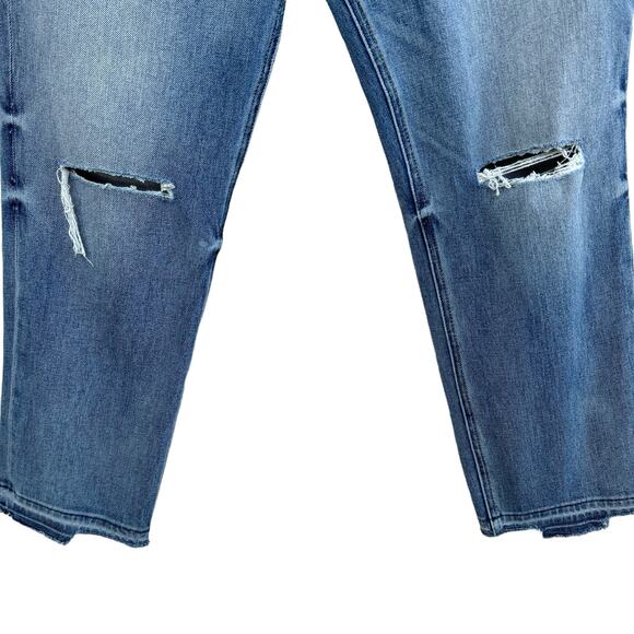 Lucky SZ 4/27 Boyfriend Sienna Jeans Mid-Rise Distressed Frayed Hem Stretch Blue - Picture 3 of 14